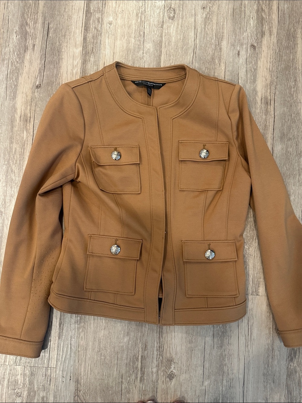 White House Black Market Camel Military Jacket Utility Blazer Size XS